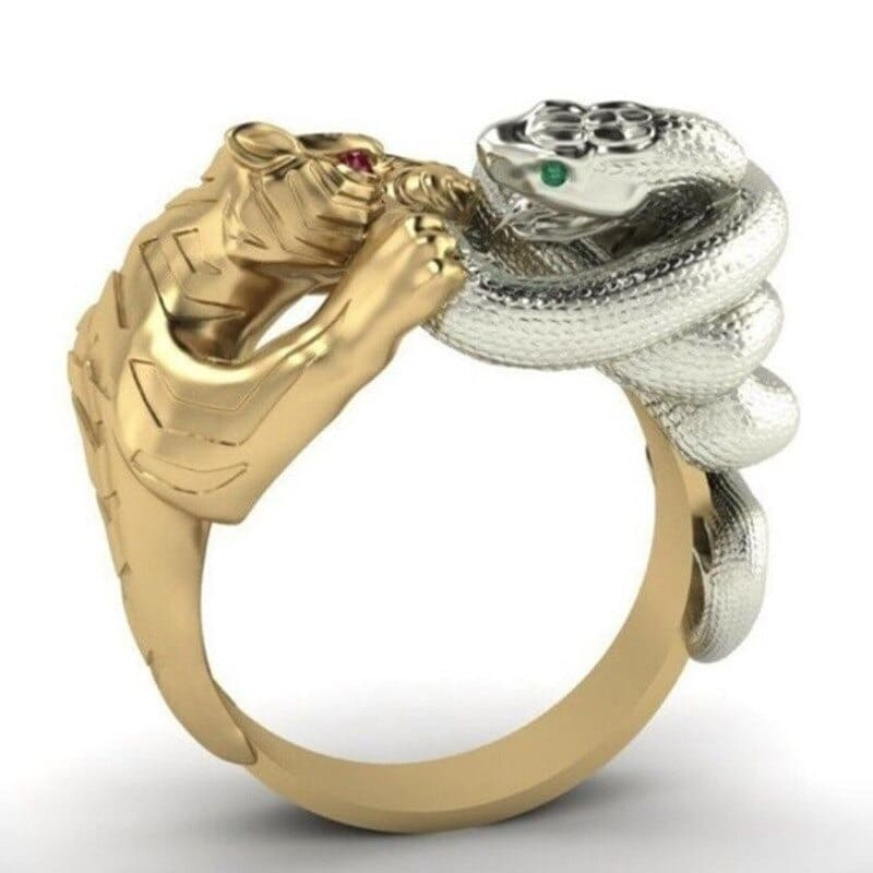 Two-tone Gold Leopard Snake Ring