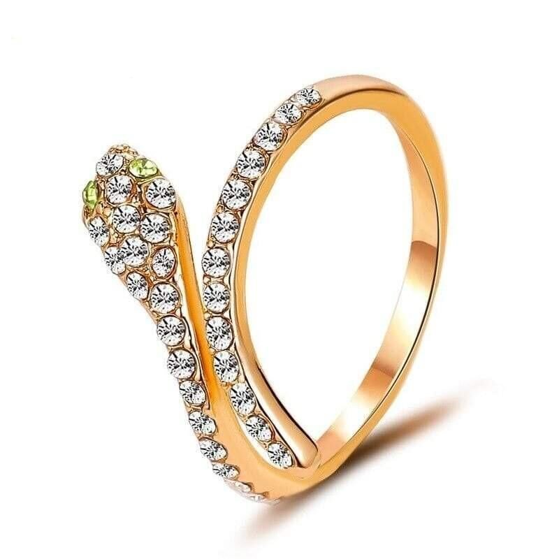 Gold Rhinestone Snake Ring