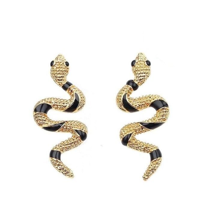 Black and Gold Snake Earrings