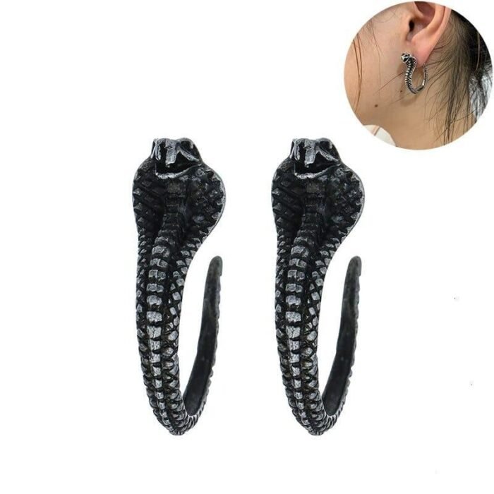 Black Cobra Snake Earrings