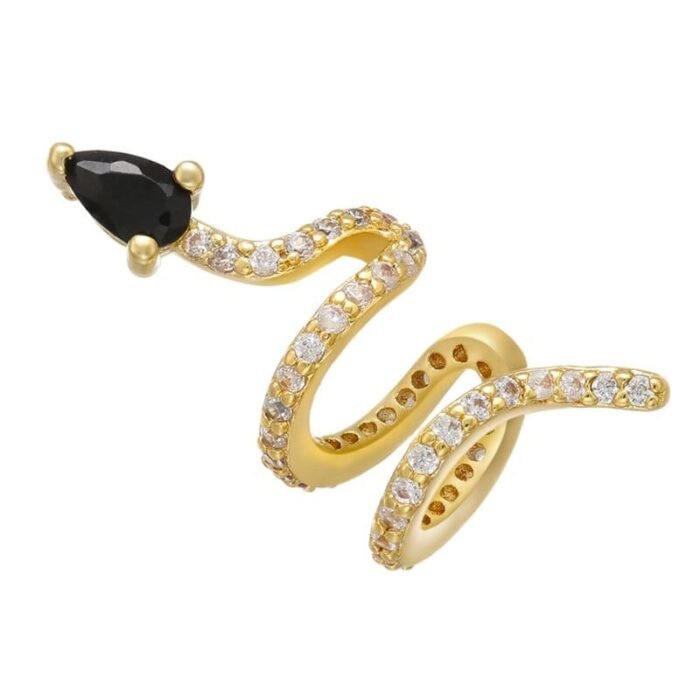 Black Diamond Gold Snake Earrings