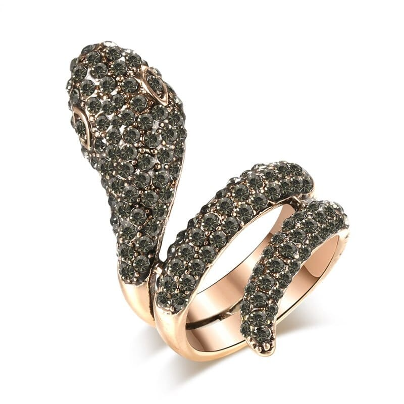 Black Diamond Gold Snake Ring