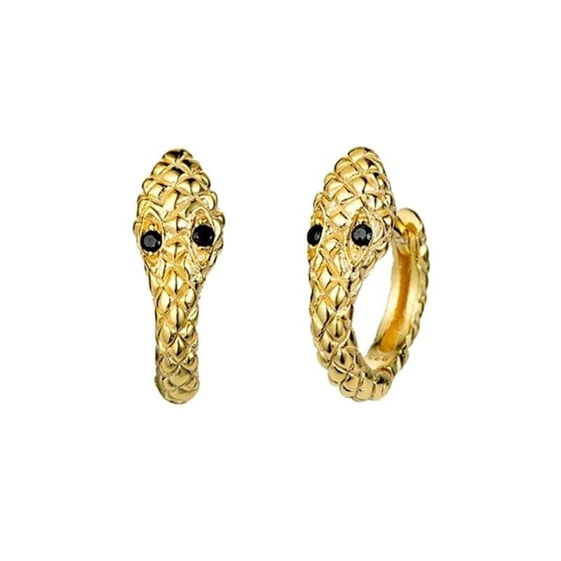 Black-Eyed Gold Snake Earrings