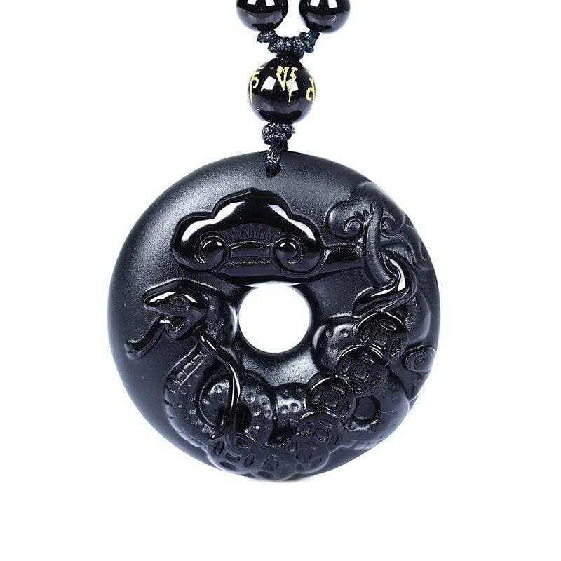 Black Obsidian Snake Necklace