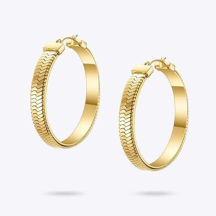 Circular Gold Snake Scale Earrings