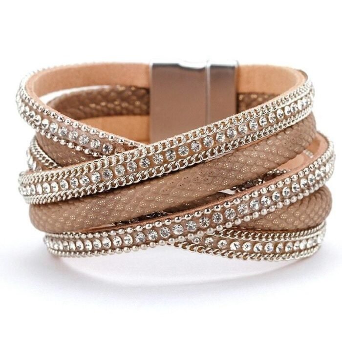 Women's Leather Diamond Snake Bracelet