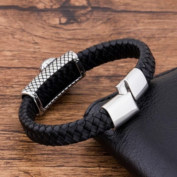 Black Leather Snake Bracelet