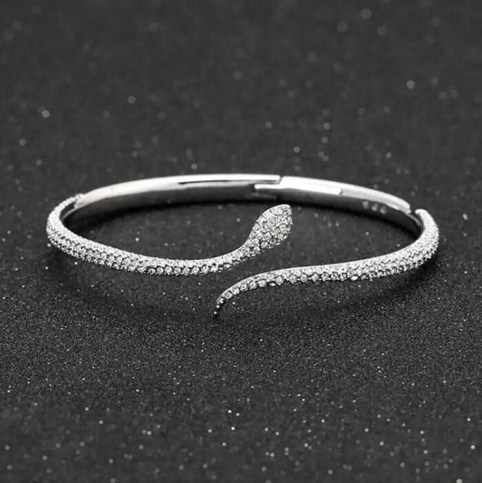 Women's Diamond Snake Bracelet silver