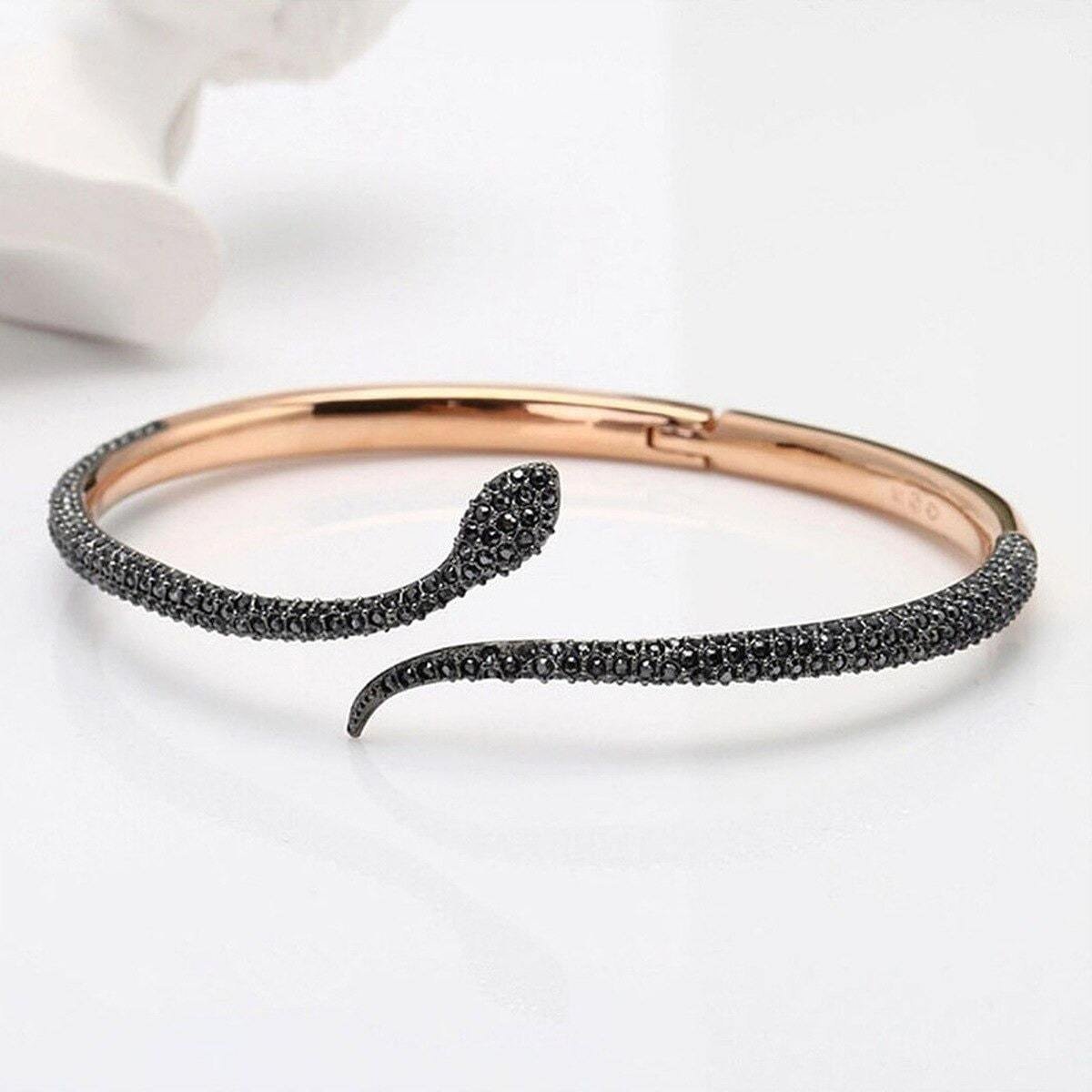 Women's Black Diamond Snake Bracelet