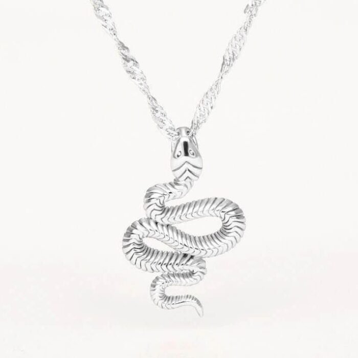 Silver Snake Necklace Pendant