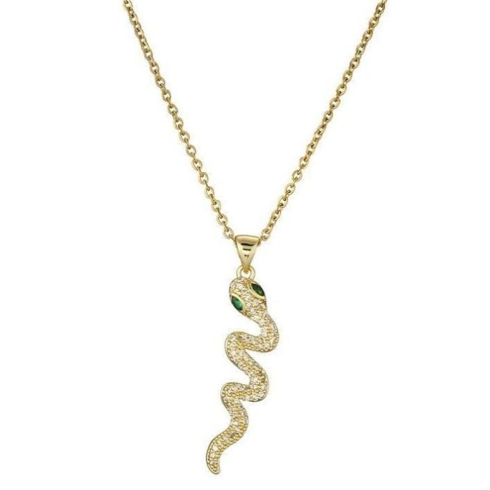 Green-Eyed Gold Snake Necklace