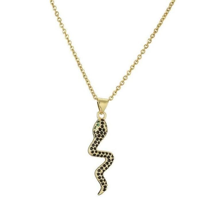 Black Diamond Gold Snake Necklace