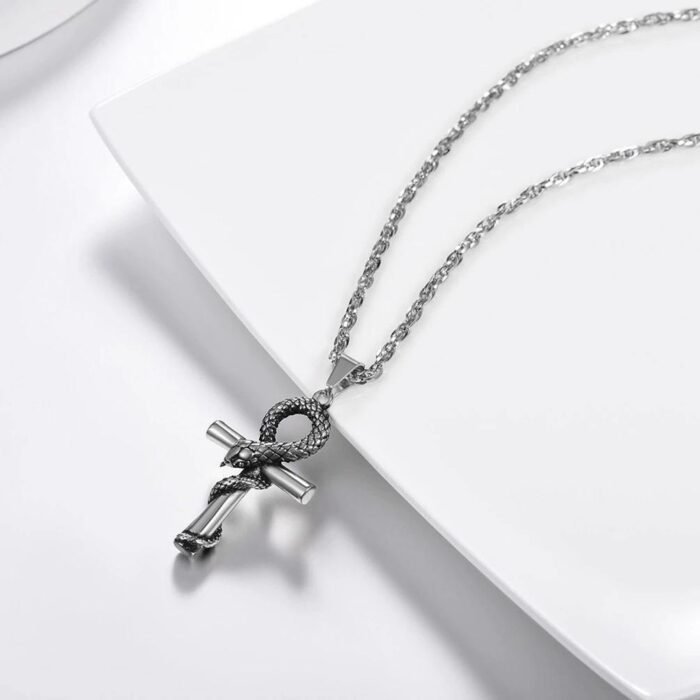 Cross with Snake Pendant Necklace