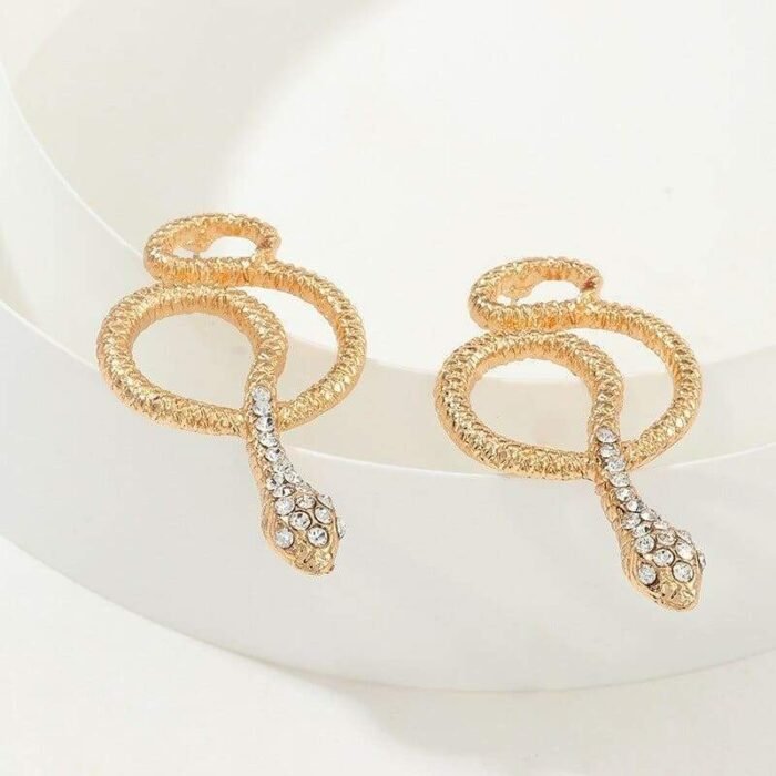 Rose Gold Snake Earrings in silver