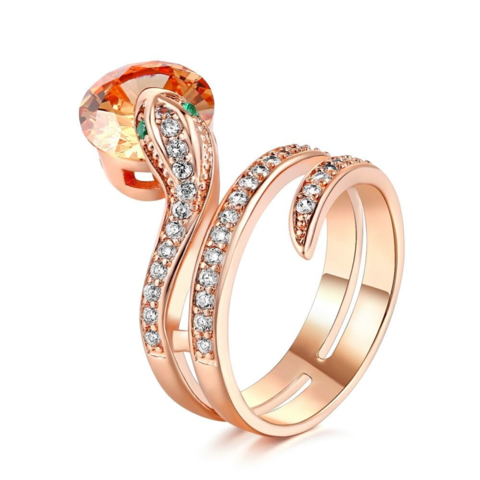 Diamond Rose Gold Snake Ring
