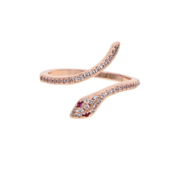 Rose Gold Diamond Snake Ring for Women