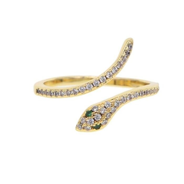 Gold Diamond Snake Ring for Women