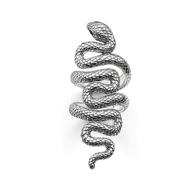 Extra Long Coil Snake Ring in Sterling Silver