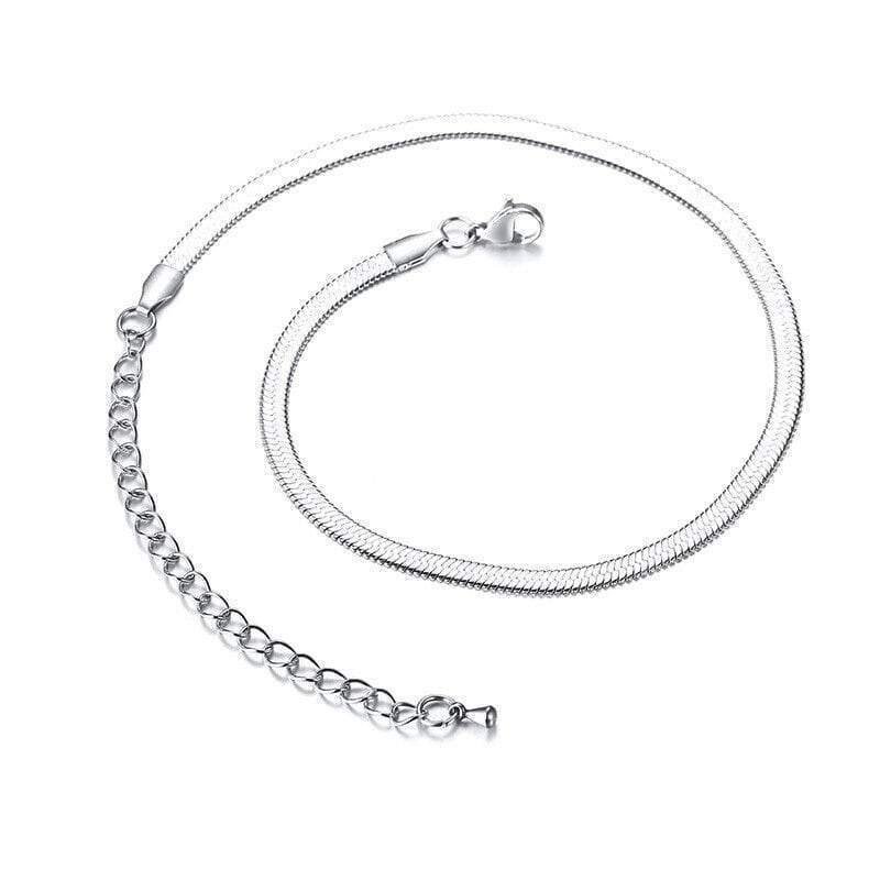 Flat Silver Snake Chain Necklace