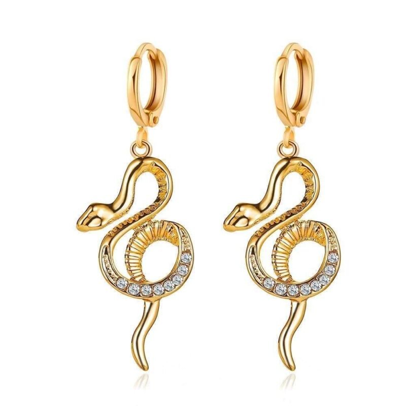 Gold Coiled Snake Earrings