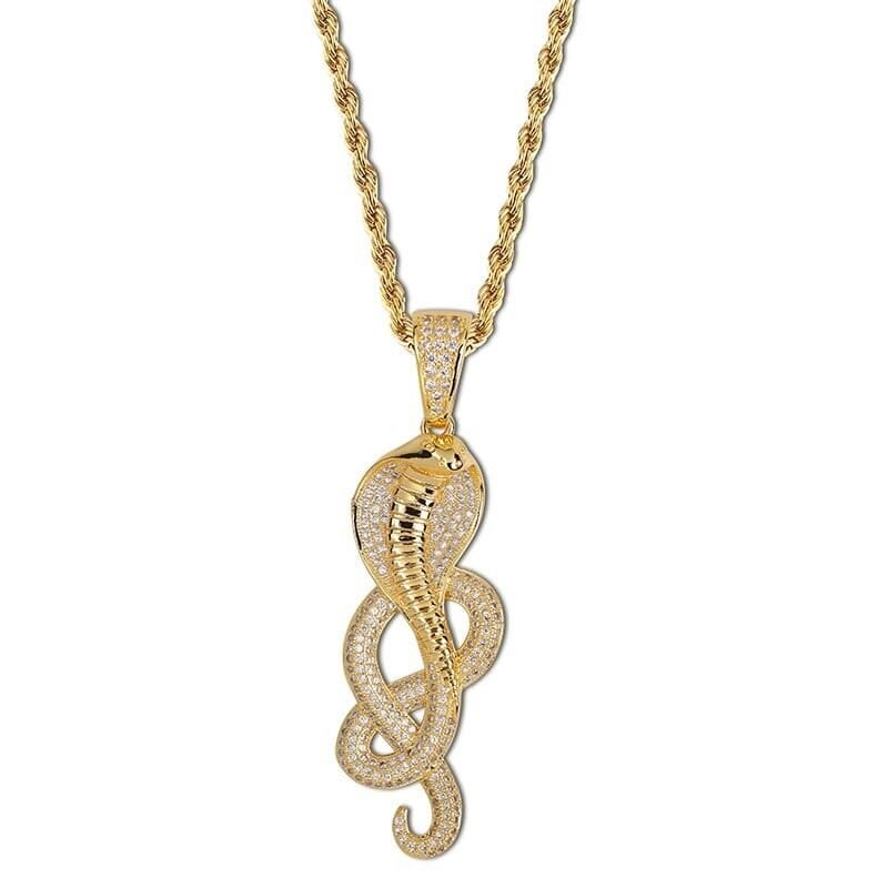 Gold Diamond Cobra Snake Necklace