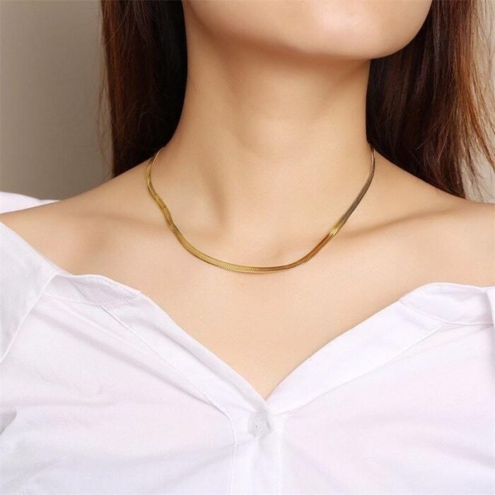 women Gold Snake Chain Necklace