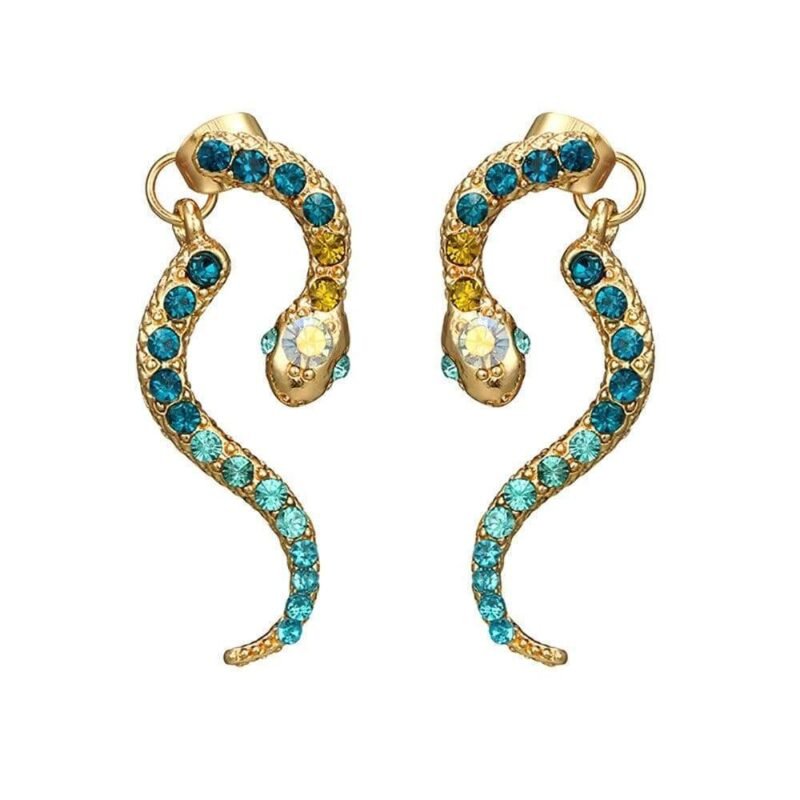 Diamond Gold Snake Cuff Earrings