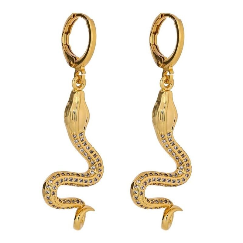 Gold Snake Dangle Earrings