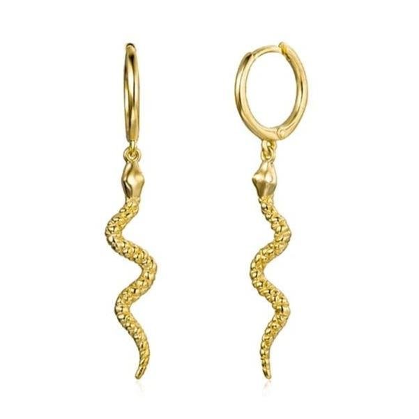 Gold Snake Drop Earrings