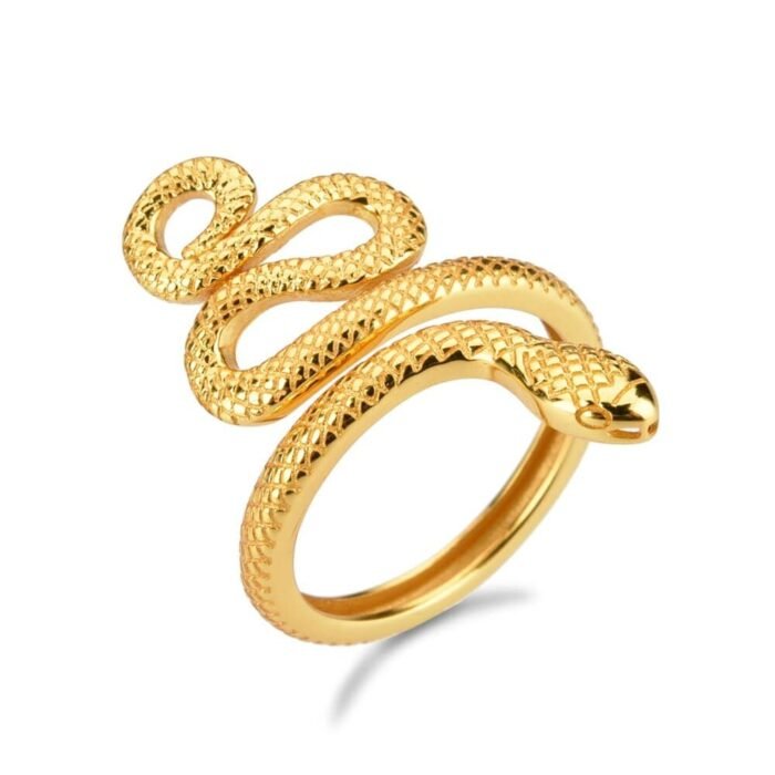 Gold Snake Ring in Sterling Silver