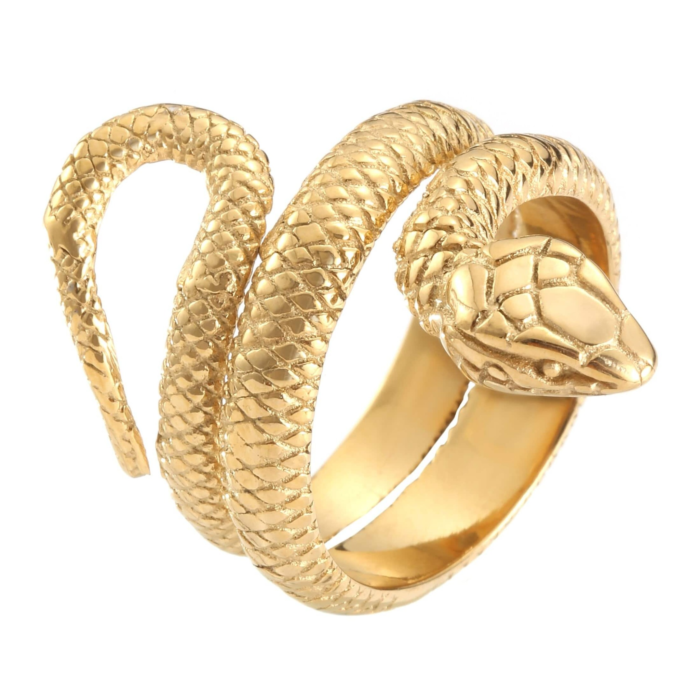 Gold Snake Ring in Stainless Steel