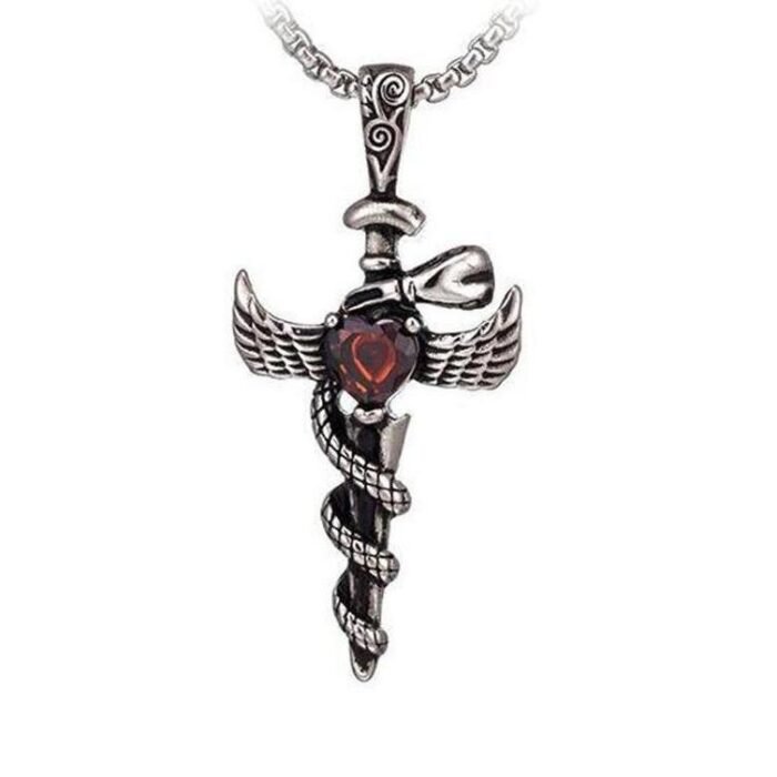 Gothic Sword and Snake Necklace