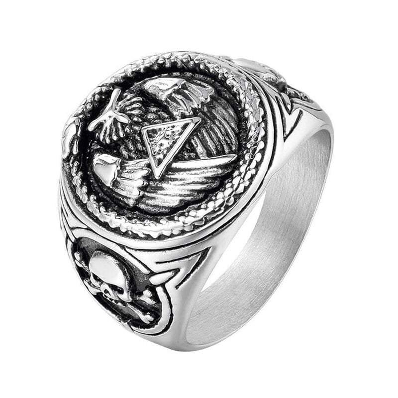 Ouroboros Silver Illuminati Ring