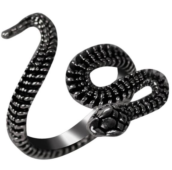 Large Black Snake Ring