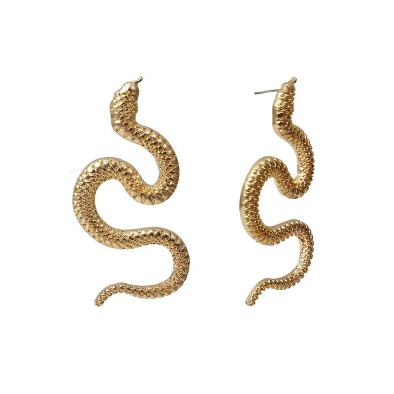 Large Gold Snake Earrings