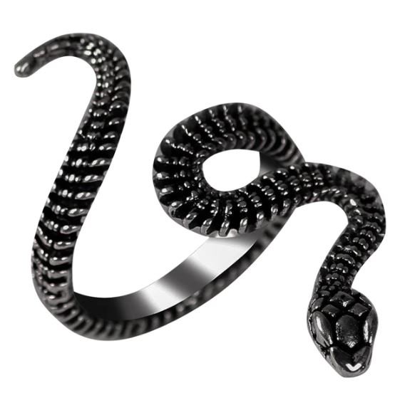 Long Black Snake Ring