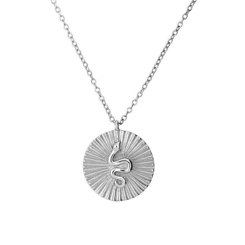 Medallion Snake Necklace in Sterling Silver