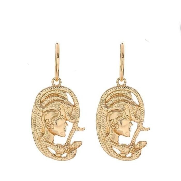 Gold Medusa Snake Earrings