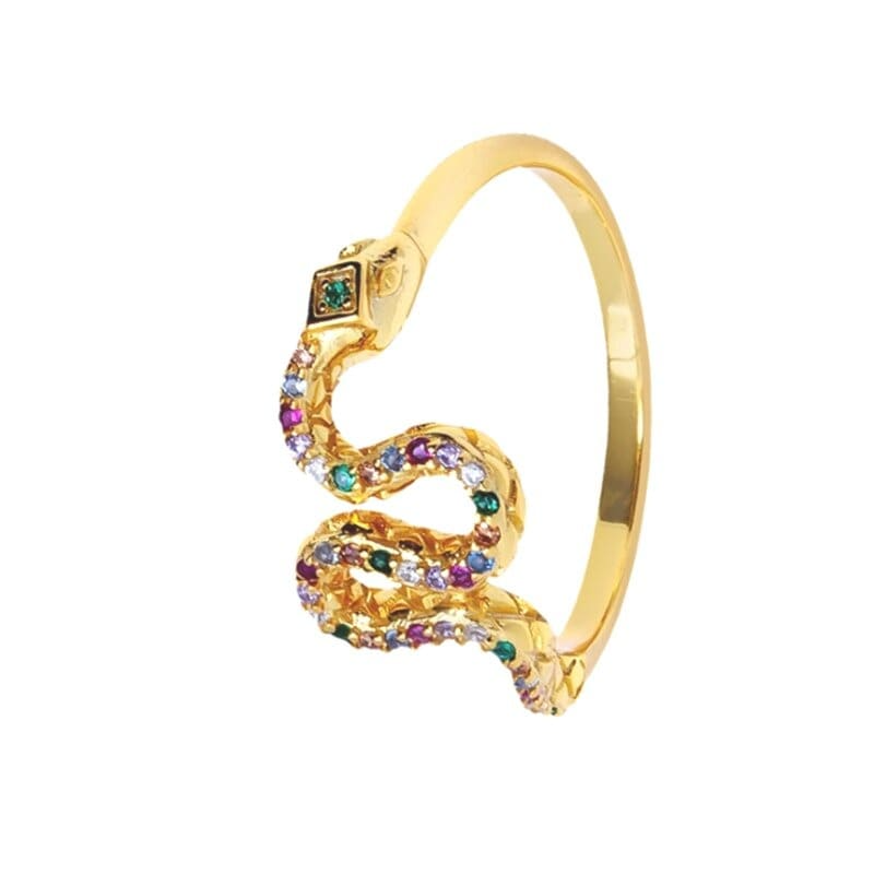 Multicolor Diamond Gold Snake Ring in 925 Silver