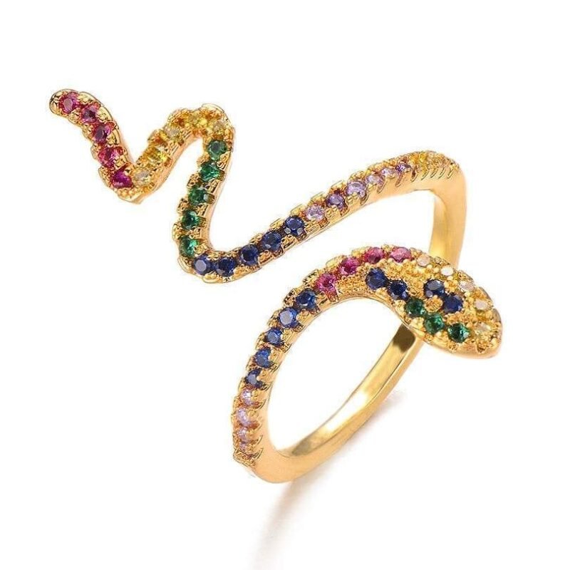 Multicolor Thin Snake Ring Gold