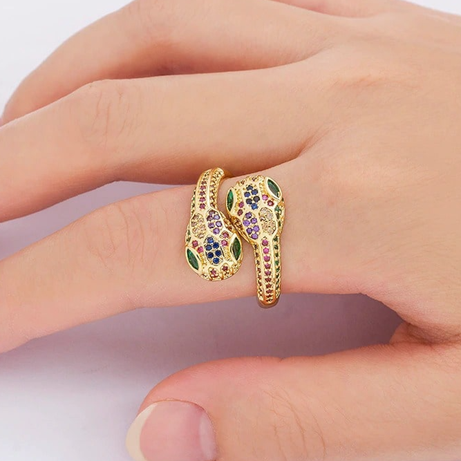 Multicolored Snake Ring Gold