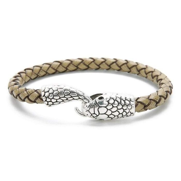 eather Silver Ouroboros Snake Bracelet