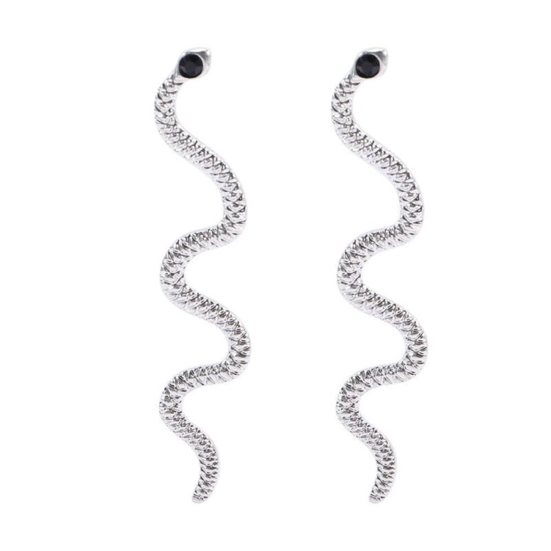 Punk Silver Snake Earrings