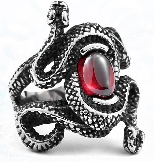 Red Onyx Snake Ring
