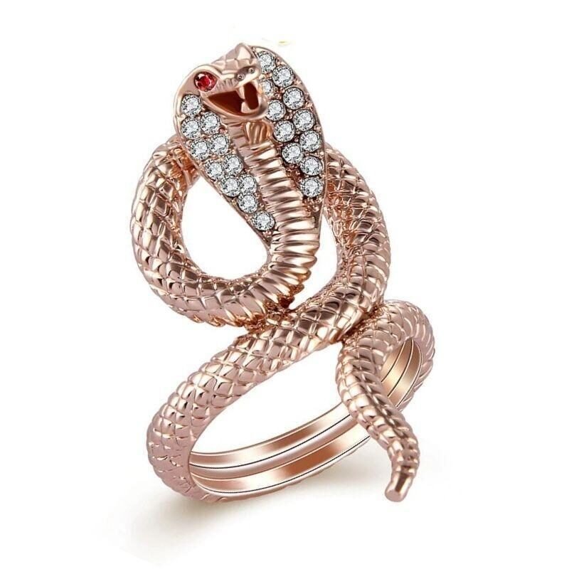 Rose Gold Cobra Ring with Diamonds