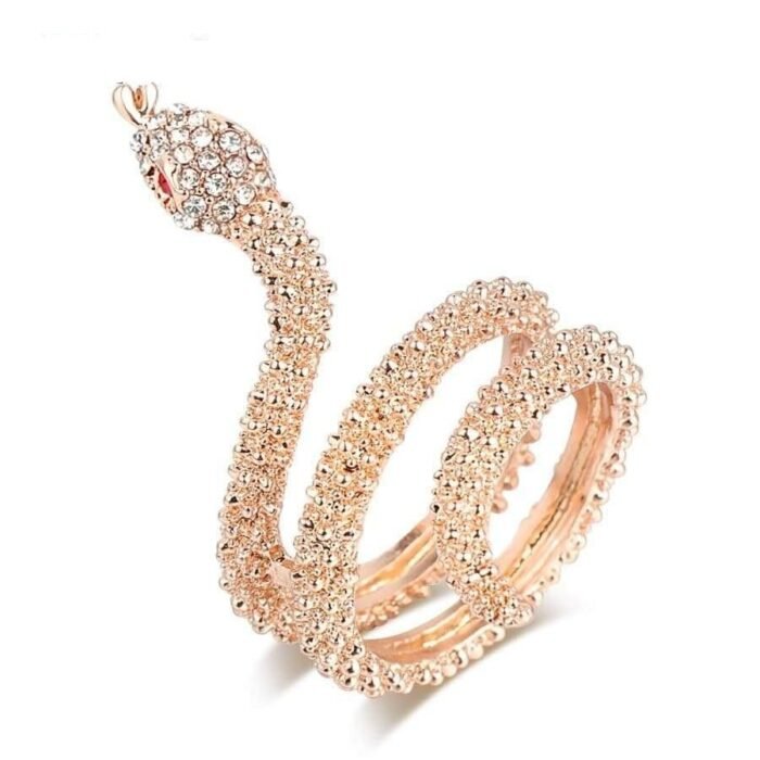 Rose Gold Snake Ring Women with Diamonds