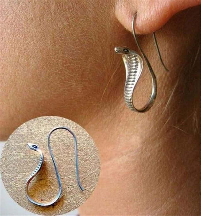 Cobra Snake Earrings silver