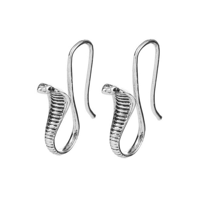 Silver Cobra Snake Earrings
