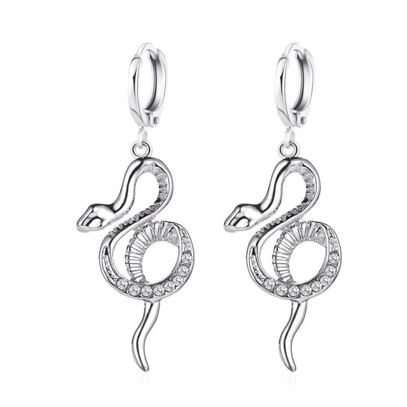 Silver Coiled Snake Earrings