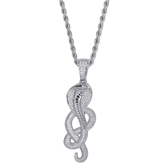 Silver Diamond Cobra Snake necklace